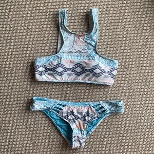 Rip Curl Aztec print halter top bikini